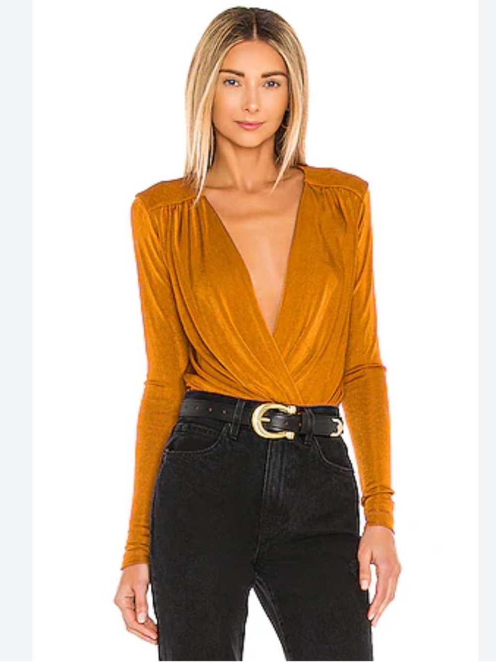 Free People Turnt Bodysuit Intimately Honey Ginger Deep V